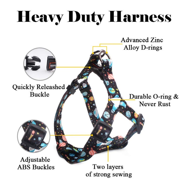 QQPETS Dog Harness Leash Set Adjustable Heavy Duty No Pull Halter Harnesses for Small Medium Large Breed Dogs Back Clip Anti-Twist Perfect for Walking (M(19"-26" Chest Girth), Space) - Image 2